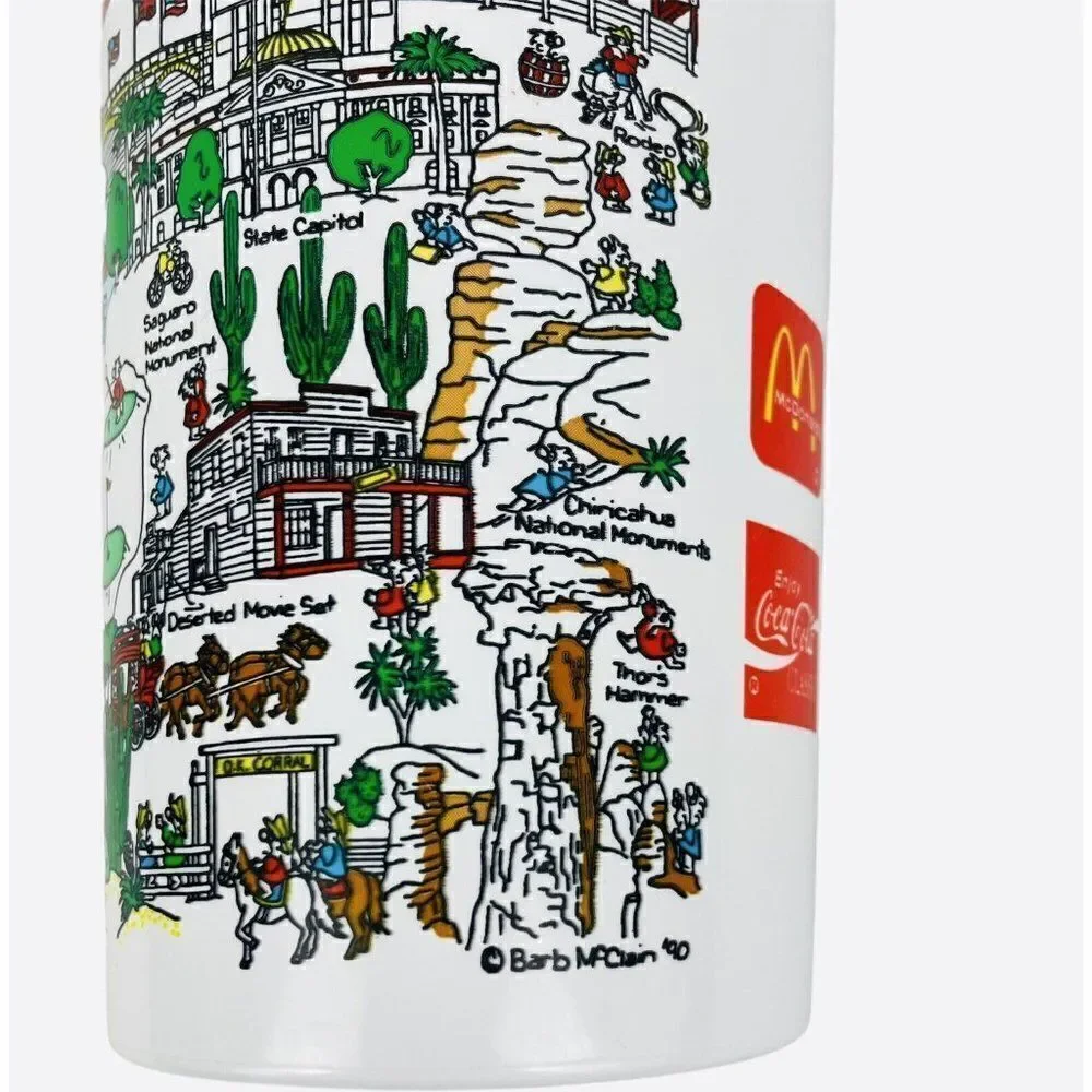 Barb McClain Arizona Vintage 1990 Large Plastic Cup McDonalds Coca Cola Landmark